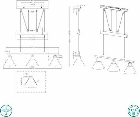 Trio Lighting Stamina Μοντέρνο Κρεμαστό Φωτιστικό Τρίφωτο Ράγα με Ντουί E14 Λευκό