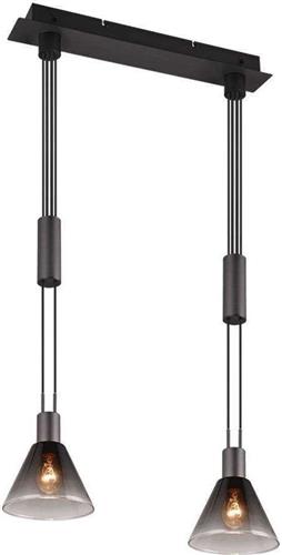 Trio Lighting Stanley Κρεμαστό Φωτιστικό Δίφωτο Ράγα για Ντουί E27 Μαύρο 319500232