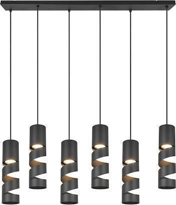 Trio Lighting Stream Κρεμαστό Φωτιστικό Μαύρο για 6 Λαμπτήρες GU10 100x9x150cm 364000632