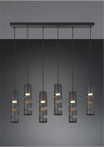 Trio Lighting Stream Κρεμαστό Φωτιστικό Μαύρο για 6 Λαμπτήρες GU10 100x9x150cm 364000632