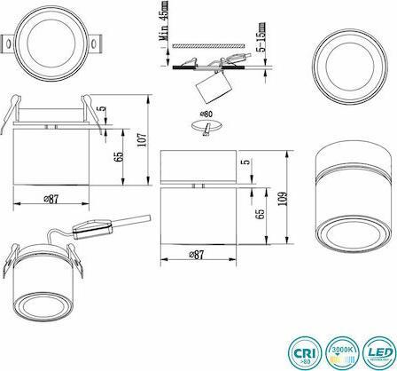 Trio Lighting Taurus Μονό Σποτ με Ενσωματωμένο LED και Θερμό Φως Λευκό