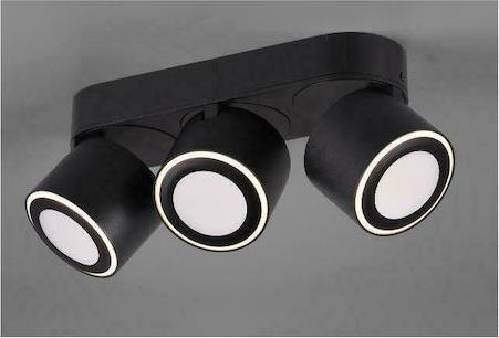 Trio Lighting Taurus Τριπλό Σποτ με Ενσωματωμένο LED και Θερμό Φως Μαύρο