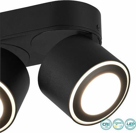 Trio Lighting Taurus Τριπλό Σποτ με Ενσωματωμένο LED και Θερμό Φως Μαύρο