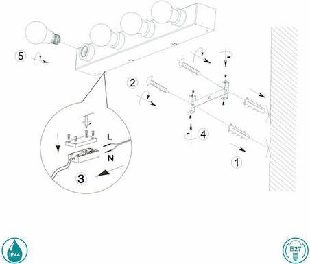 Trio Lighting Theatro Μοντέρνο Φωτιστικό Τοίχου με Ντουί E27 Ασημί M55cm