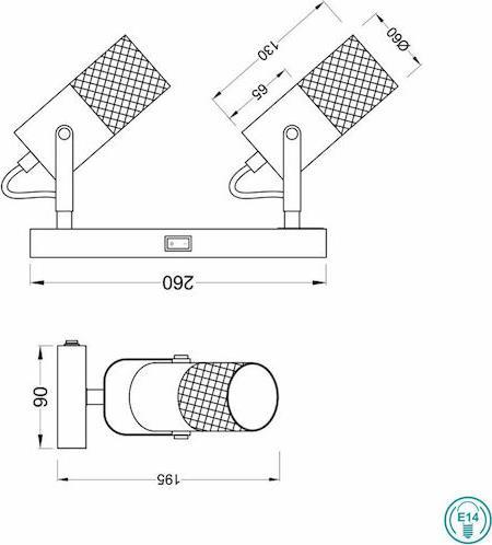 Trio Lighting Tosh Διπλό Σποτ με Ντουί E14 Μαύρο