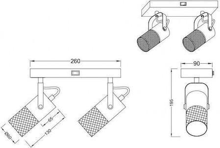 Trio Lighting Tosh Διπλό Σποτ με Ντουί E14 Μαύρο