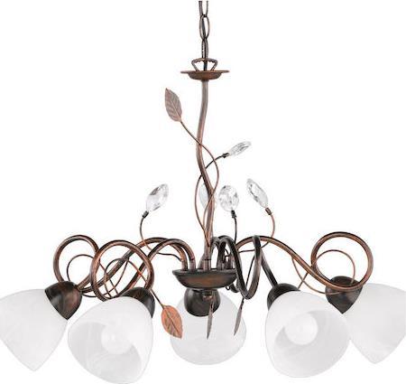 Trio Lighting Traditio Μοντέρνο Κρεμαστό Φωτιστικό Πολύφωτο με Κρύσταλλα και 5 Λαμπτήρες E14 Καφέ Antique