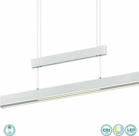 Trio Lighting Trajan Μοντέρνο Κρεμαστό Φωτιστικό Ράγα με Ενσωματωμένο LED Ασημί