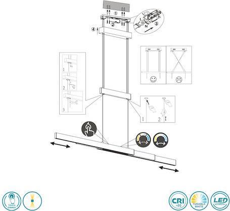 Trio Lighting Trajan Μοντέρνο Κρεμαστό Φωτιστικό Ράγα με Ενσωματωμένο LED Ασημί