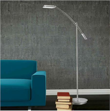 Trio Lighting Verona Μοντέρνο LED Φωτιστικό Δαπέδου με Θερμό Λευκό Φως Ασημί Υ130xΜ70cm