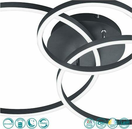 Trio Lighting Winona Μοντέρνα Μεταλλική Πλαφονιέρα Οροφής με Ενσωματωμένο LED Μαύρη 78cm
