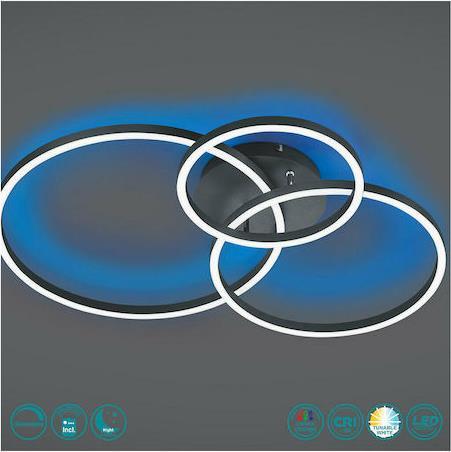 Trio Lighting Winona Μοντέρνα Μεταλλική Πλαφονιέρα Οροφής με Ενσωματωμένο LED Μαύρη 78cm