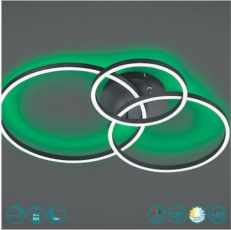 Trio Lighting Winona Μοντέρνα Μεταλλική Πλαφονιέρα Οροφής με Ενσωματωμένο LED Μαύρη 78cm