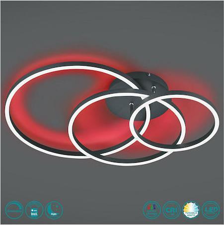 Trio Lighting Winona Μοντέρνα Μεταλλική Πλαφονιέρα Οροφής με Ενσωματωμένο LED Μαύρη 78cm