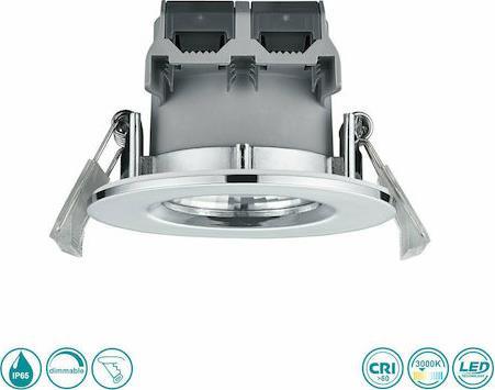 Trio Lighting Zagros Στρογγυλό Μεταλλικό Χωνευτό Σποτ με Ενσωματωμένο LED και Θερμό Λευκό Φως Ασημί 5x8cm 650710106