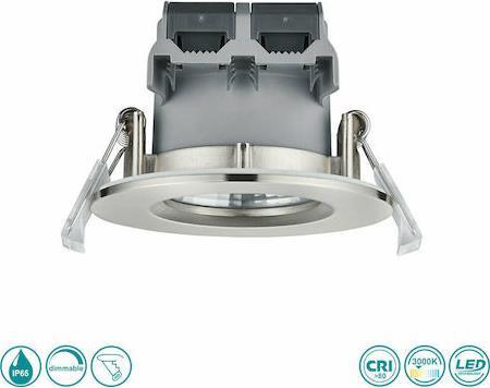 Trio Lighting Zagros Στρογγυλό Μεταλλικό Χωνευτό Σποτ με Ενσωματωμένο LED και Θερμό Λευκό Φως Ασημί 5x8cm 650710107