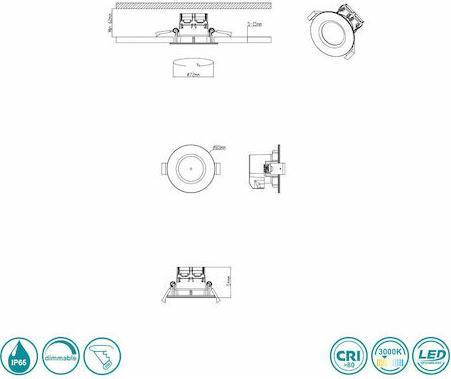 Trio Lighting Zagros Στρογγυλό Μεταλλικό Χωνευτό Σποτ με Ενσωματωμένο LED και Θερμό Λευκό Φως Ασημί 5x8cm 650710107