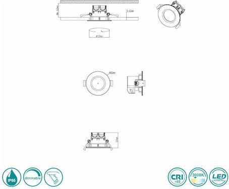 Trio Lighting Zagros Στρογγυλό Μεταλλικό Χωνευτό Σποτ με Ενσωματωμένο LED και Θερμό Λευκό Φως Λευκό 5x8cm