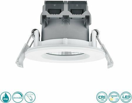 Trio Lighting Zagros Στρογγυλό Μεταλλικό Χωνευτό Σποτ με Ενσωματωμένο LED και Θερμό Λευκό Φως Λευκό 5x8cm