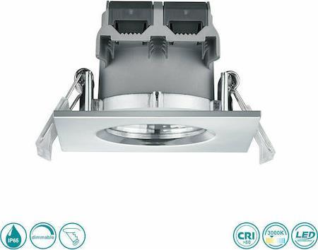 Trio Lighting Zagros Τετράγωνο Μεταλλικό Χωνευτό Σποτ με Ενσωματωμένο LED και Θερμό Λευκό Φως Ασημί 8.5x8.5cm 650610106