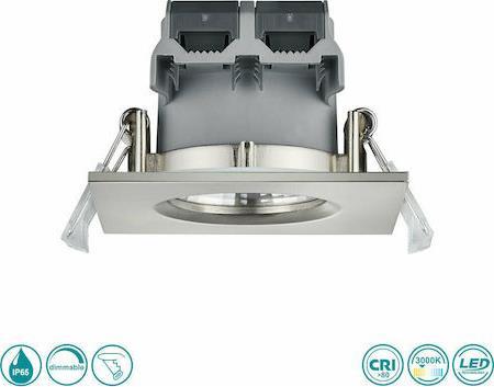 Trio Lighting Zagros Τετράγωνο Μεταλλικό Χωνευτό Σποτ με Ενσωματωμένο LED και Θερμό Λευκό Φως Ασημί 8.5x8.5cm 650610107