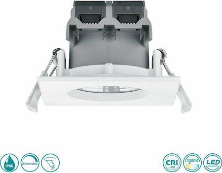 Trio Lighting Zagros Τετράγωνο Μεταλλικό Χωνευτό Σποτ με Ενσωματωμένο LED και Θερμό Λευκό Φως Λευκό 8.5x8.5cm 650610131
