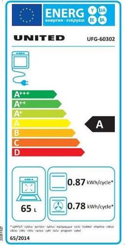 United UFG-60302 Κουζίνα 65lt με Εστίες Αερίου & Ρεύματος Π60cm Inox