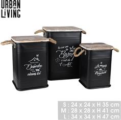 Urban Living Σετ Μεταλλικά Κουτιά Αποθήκευσης 3 Τμχ 34x34x47cm 54084