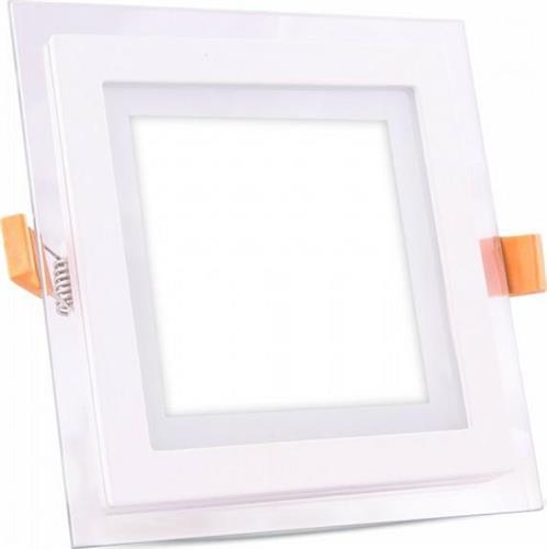 V-TAC Τετράγωνο Γυάλινο Χωνευτό Σποτ με Ενσωματωμένο LED και Θερμό Λευκό Φως 6W σε Λευκό χρώμα 10x10cm 4738