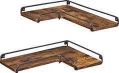 Vasagle Γωνιακά Ράφια Τοίχου Καφέ Σετ 2τμχ 40x4x29cm LLS831B01