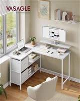 Vasagle Γωνιακό Γραφείο Gaming Ξύλινο Maple White με Μεταλλικά Πόδια 115x105x89.5cm LWD097W01V1