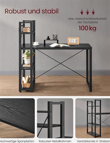 Vasagle Γραφείο 56x120x120cm Ebony Black LWD048B56