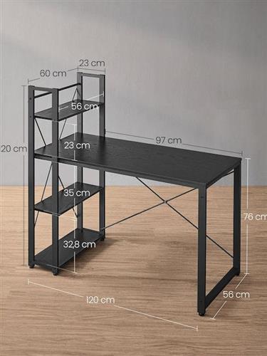 Vasagle Γραφείο 56x120x120cm Ebony Black LWD048B56