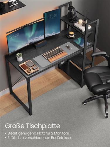 Vasagle Γραφείο 56x120x120cm Ebony Black LWD048B56