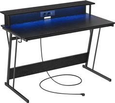 Vasagle Γραφείο Gaming Ξύλινο Led με Μεταλλικά Πόδια, LED & USB θύρες 120x60x91cm LWD192B56