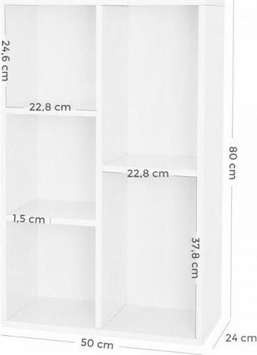 Vasagle Ξύλινη Βιβλιοθήκη Λευκή 50x24x80cm LBC25WT