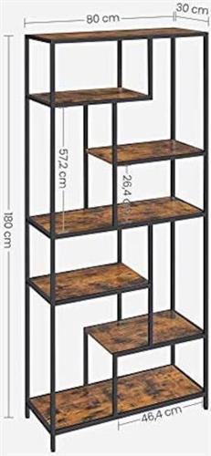 Vasagle Βιβλιοθήκη Καφέ 30x80x180cm LLS119B01