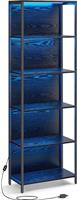 Vasagle Βιβλιοθήκη με LED Ebony Black 60x30.3x178cm LLS120B57