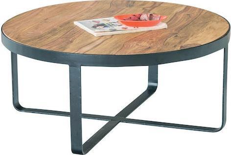 Woodwell Στρογγυλό Τραπεζάκι Σαλονιού Oven από Μασίφ Ξύλο Μ80xΠ80xΥ35cm 32909