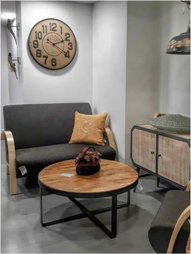 Woodwell Στρογγυλό Τραπεζάκι Σαλονιού Oven από Μασίφ Ξύλο Μ80xΠ80xΥ35cm 32909